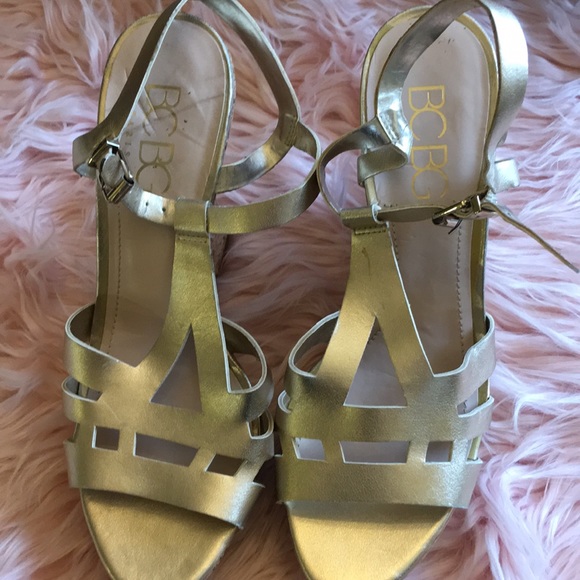 Preloved BCBG Gold Wedges size 10 B - Picture 7 of 8